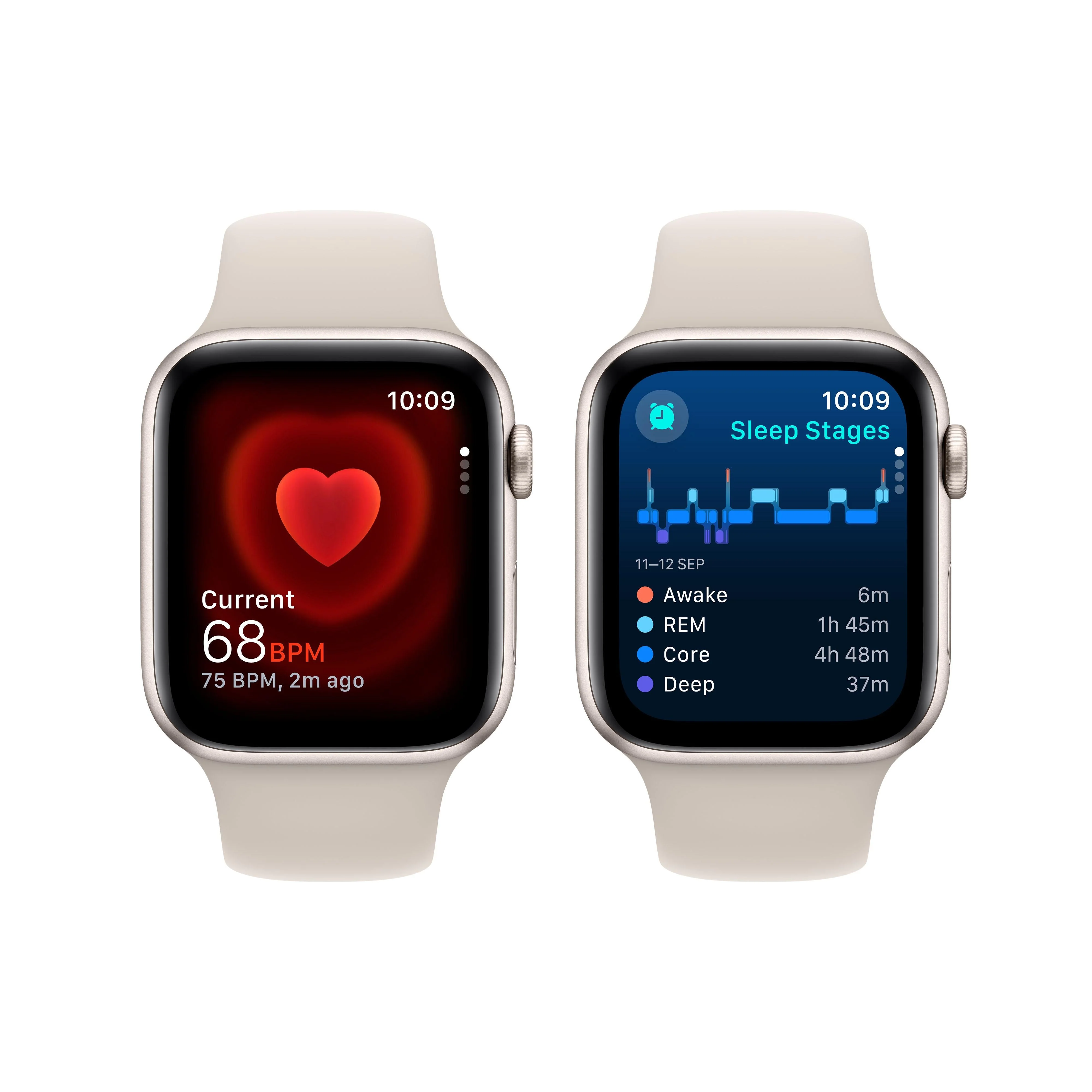 Apple Watch SE GPS 44mm Starlight Aluminium Case with Starlight Sport Band - M/L - Image 5