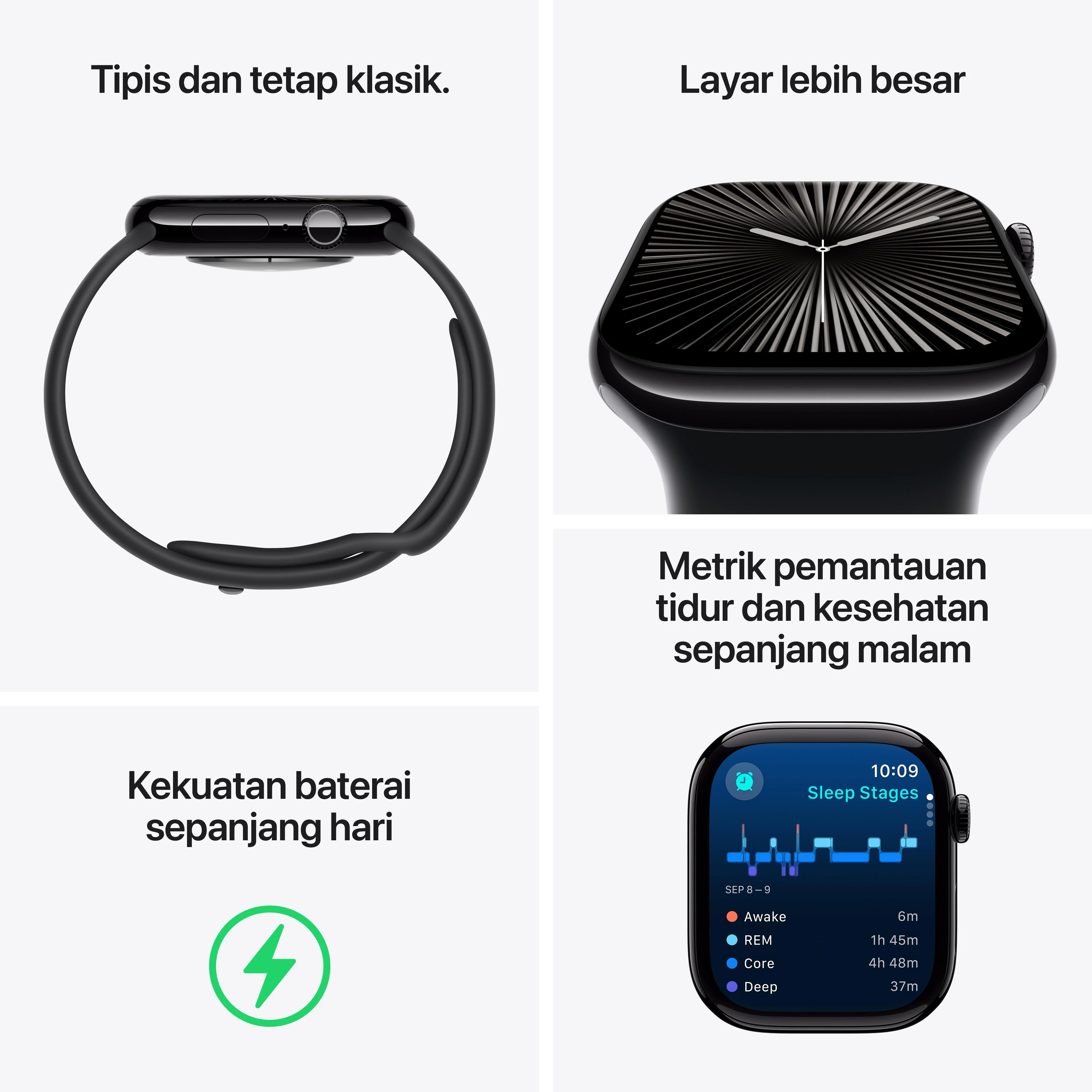 Apple Watch Series 10 GPS 42mm Jet Black Aluminium Case with Black Sport Band - M/L - Image 3