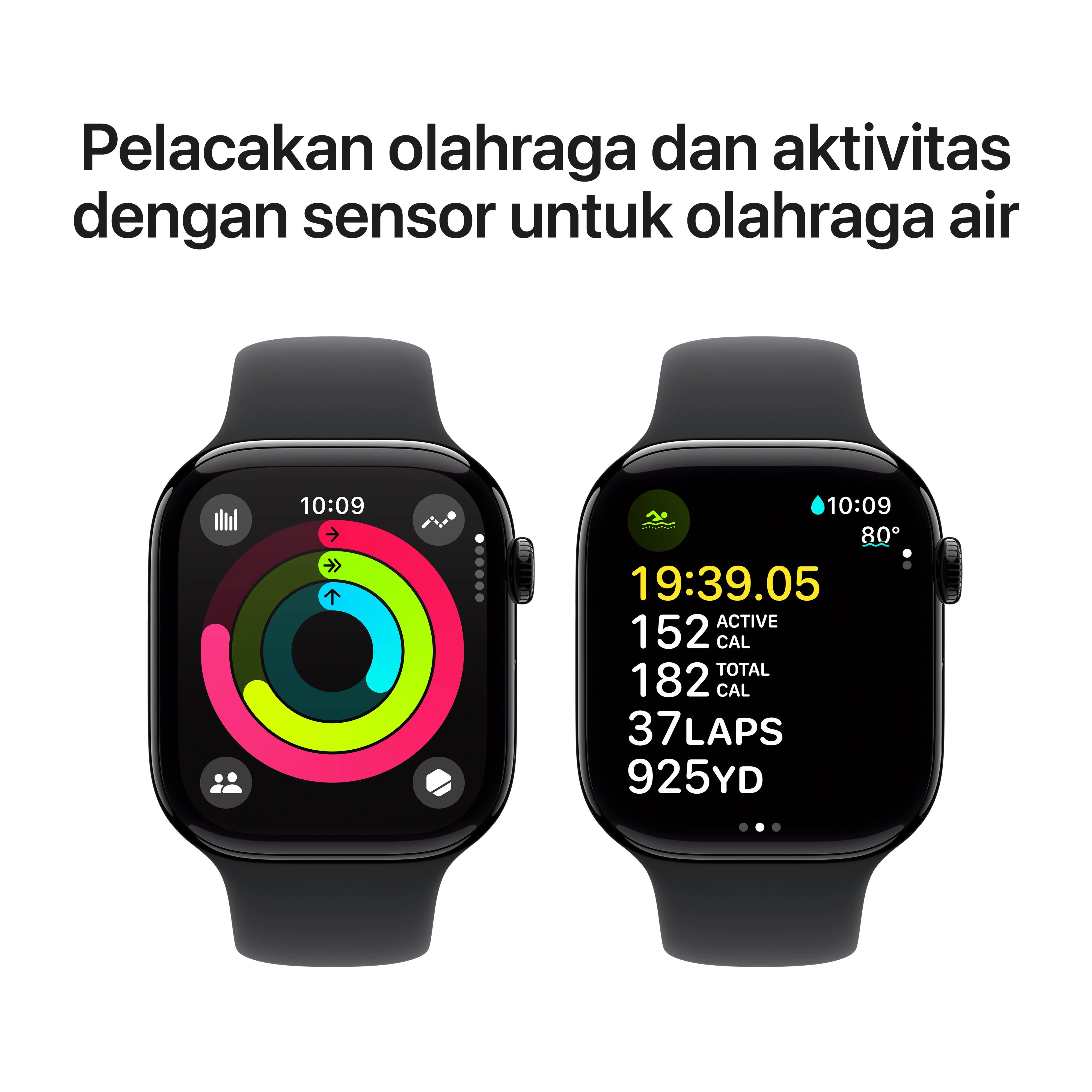 Apple Watch Series 10 GPS 46mm Jet Black Aluminium Case with Black Sport Band - S/M - Image 4