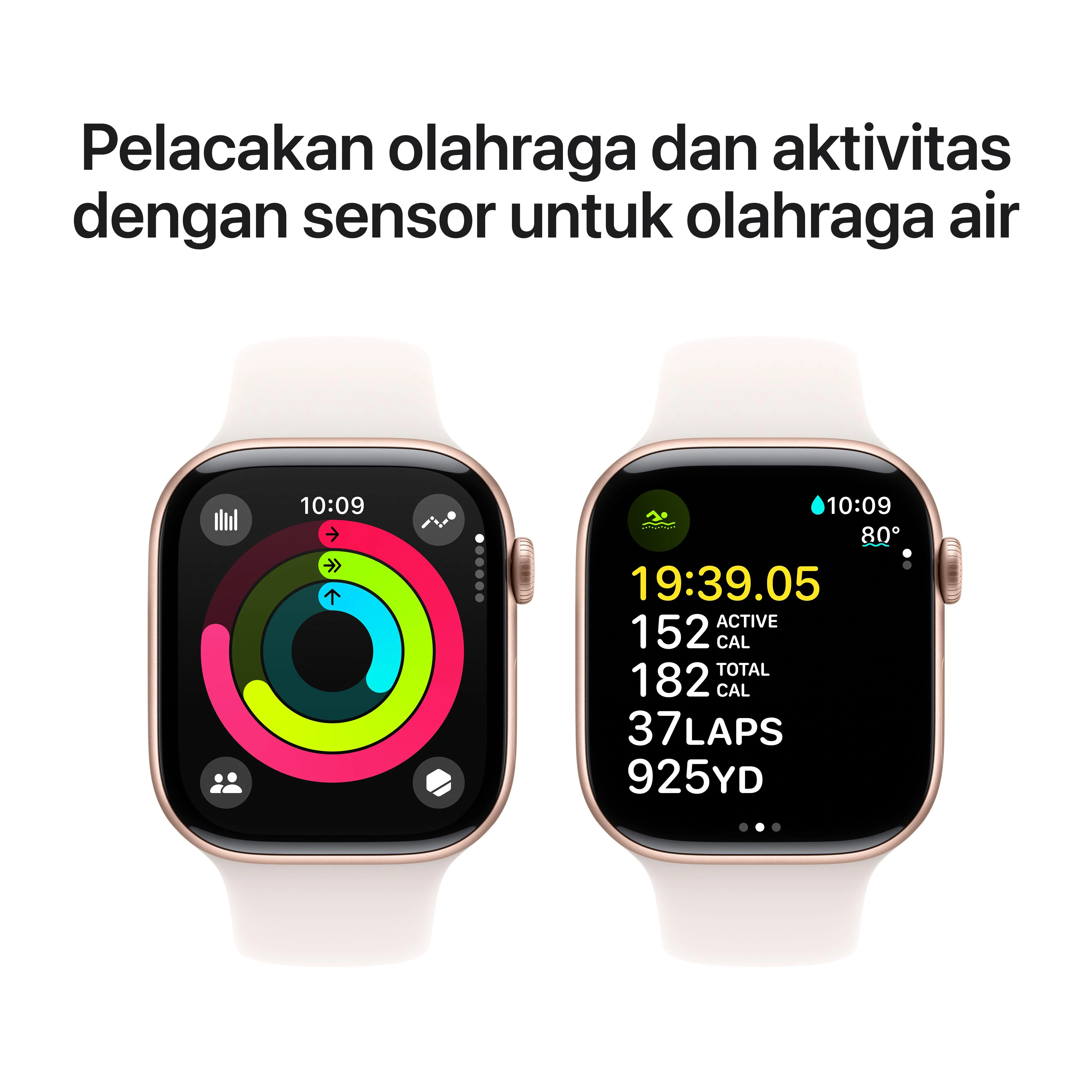 Apple Watch Series 10 GPS 46mm Rose Gold Aluminium Case with Light Blush Sport Band - S/M - Image 4