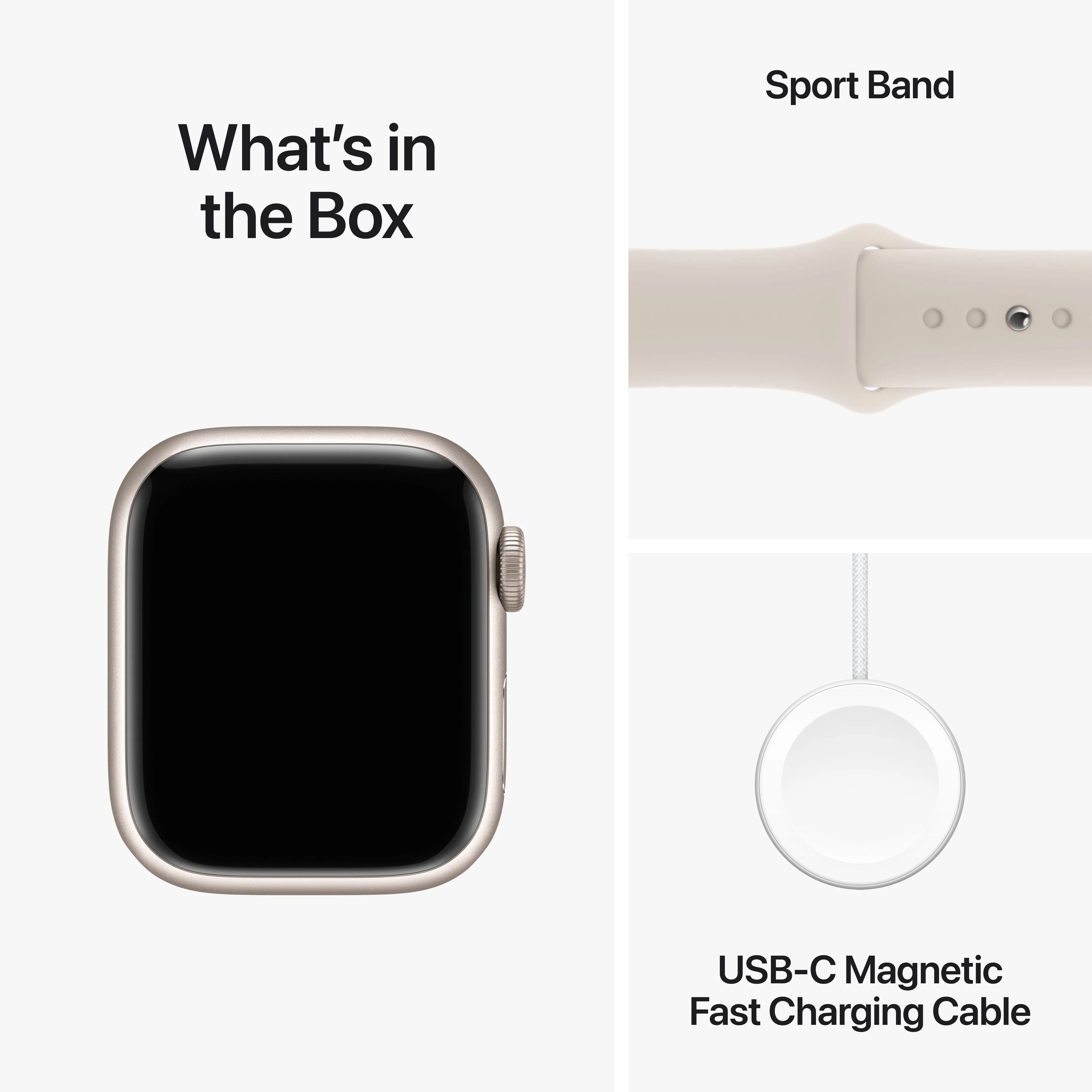 Apple Watch Series 9 GPS 41mm Starlight Aluminium Case with Starlight Sport Band - M/L - Image 10
